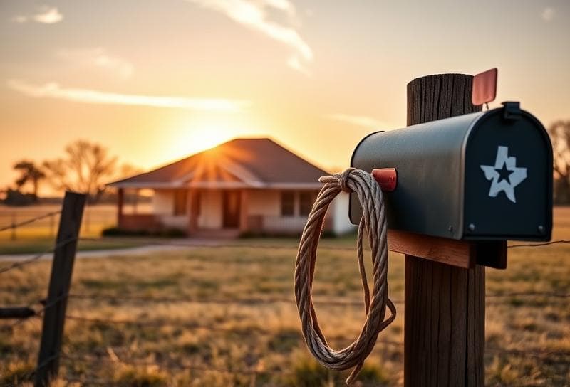 Texas ranch sunset with modern Houston home, lasso on fence, and Ray Tax Group reviews