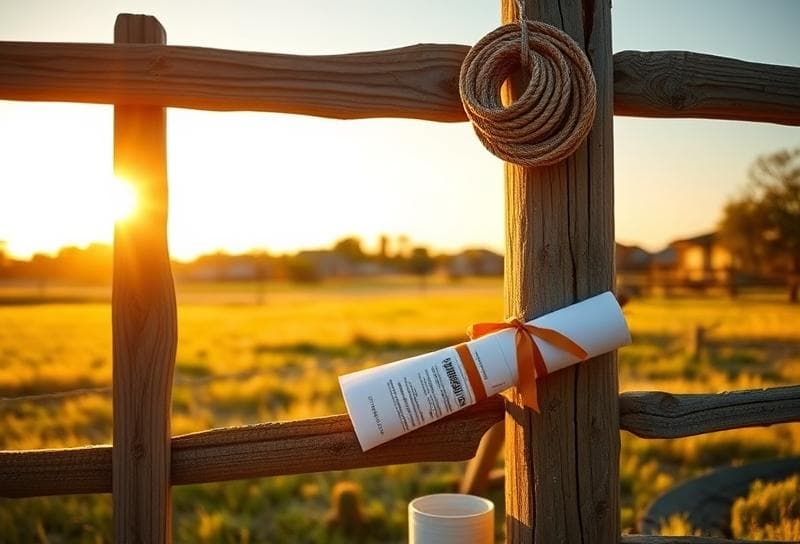 Weathered wooden fence with a lasso and property tax document, symbolizing River Oaks property taxes