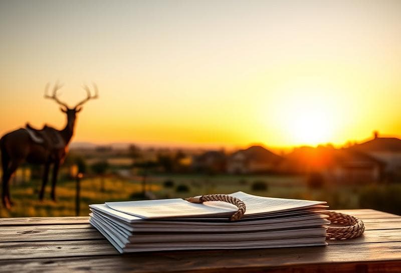 Texas ranch sunset with property documents and lasso, highlighting public records property owner accuracy.