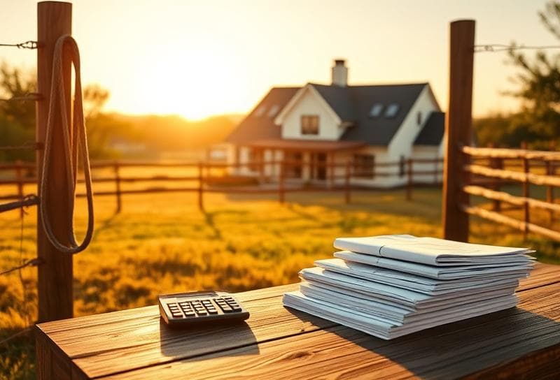 Modern Houston suburban home with Texas ranch charm, property tax documents, and lasso on wooden