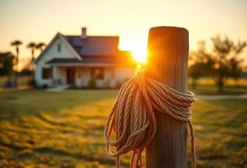 Modern Houston-style home with solar panels at sunset, lasso on fence post, highlighting STAR tax
