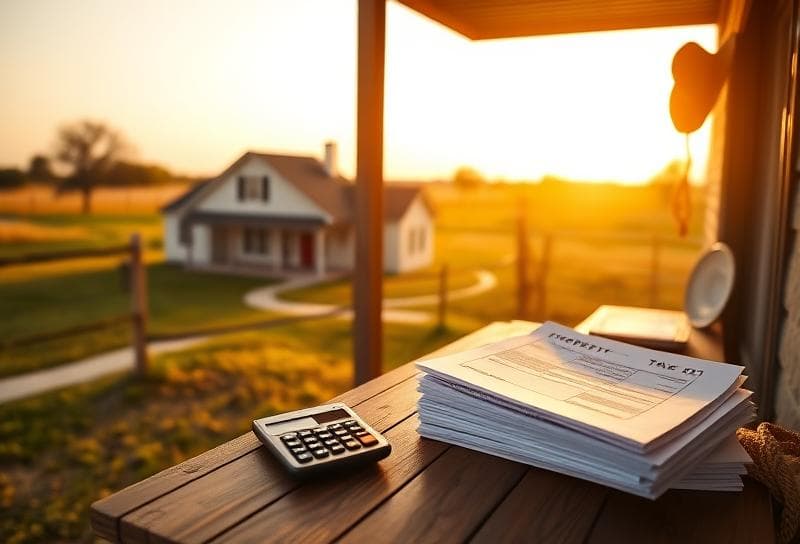 Houston suburban home with cowboy hat and lasso, property tax documents and tax write-off app