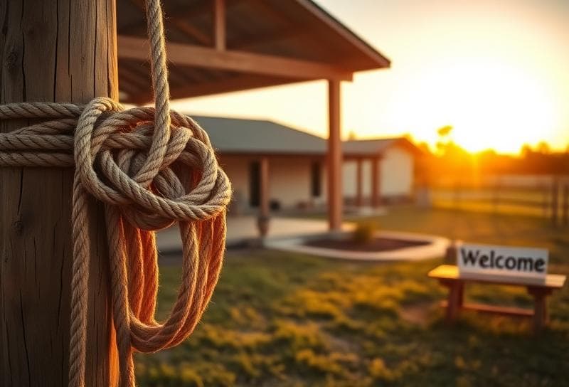 Texas ranch sunset with lasso on fence, property tax document, and ways to save money