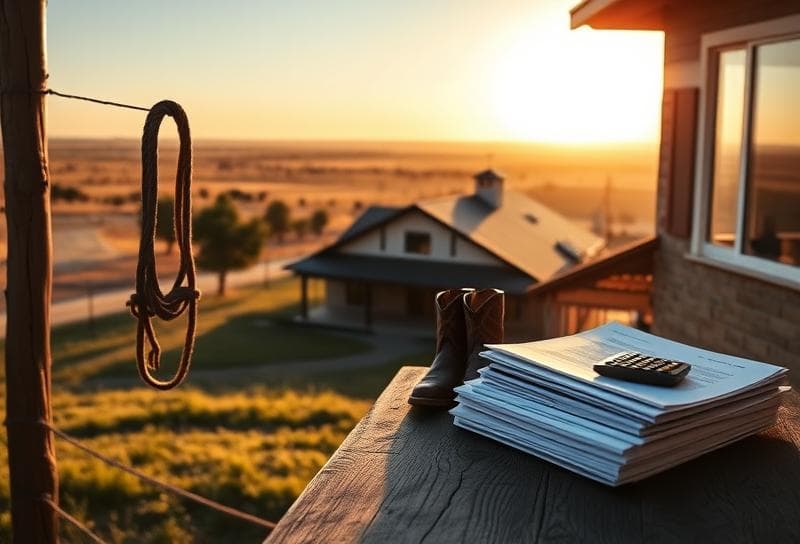 Modern Houston suburban home with western touches, lasso on fence, and property documents for house