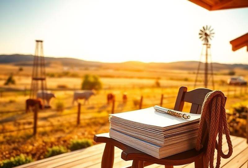 Texas ranch home with property tax documents and lasso, symbolizing tax relief office services