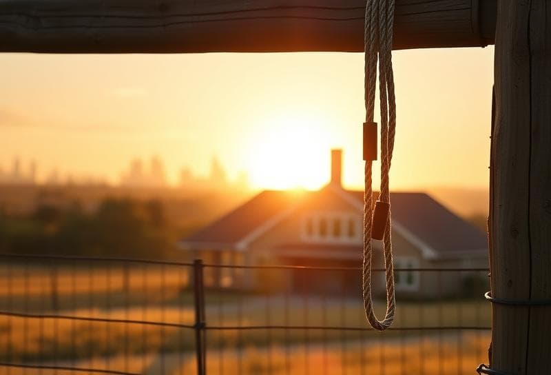 Modern Houston suburban home with a lasso on a wooden fence, blending Texas heritage