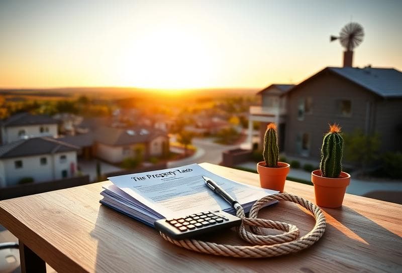 Modern Houston neighborhood with ranch-style homes, property tax documents, and a coiled lasso on a fence