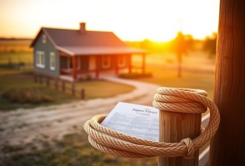 Texas ranch sunset with a lasso on a fence, symbolizing tax-free savings options for Houston