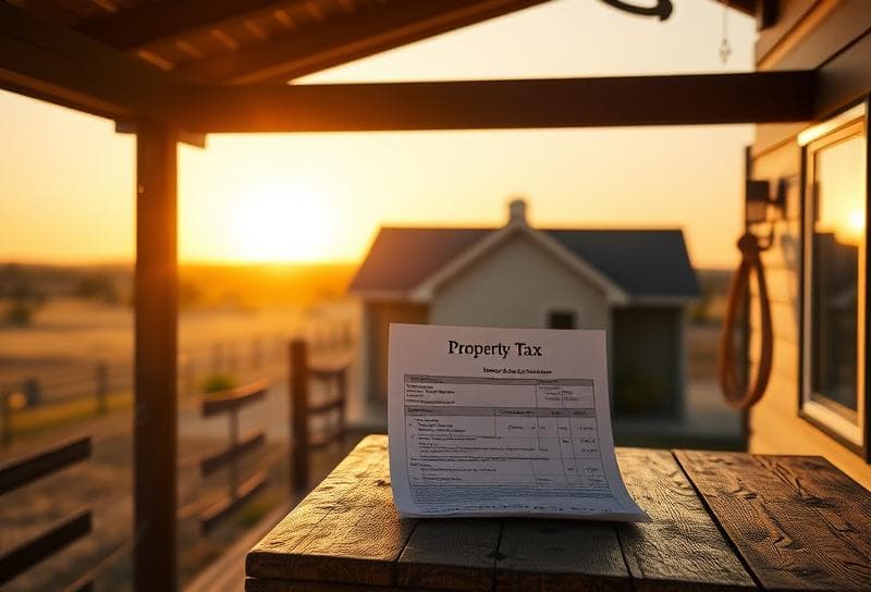 Modern Houston suburban home with a Texas ranch backdrop, lasso on fence, and property tax
