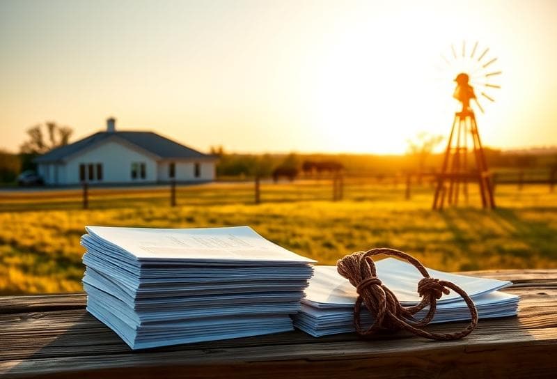 A Houston suburban home with property tax documents and a lasso on a rustic table.